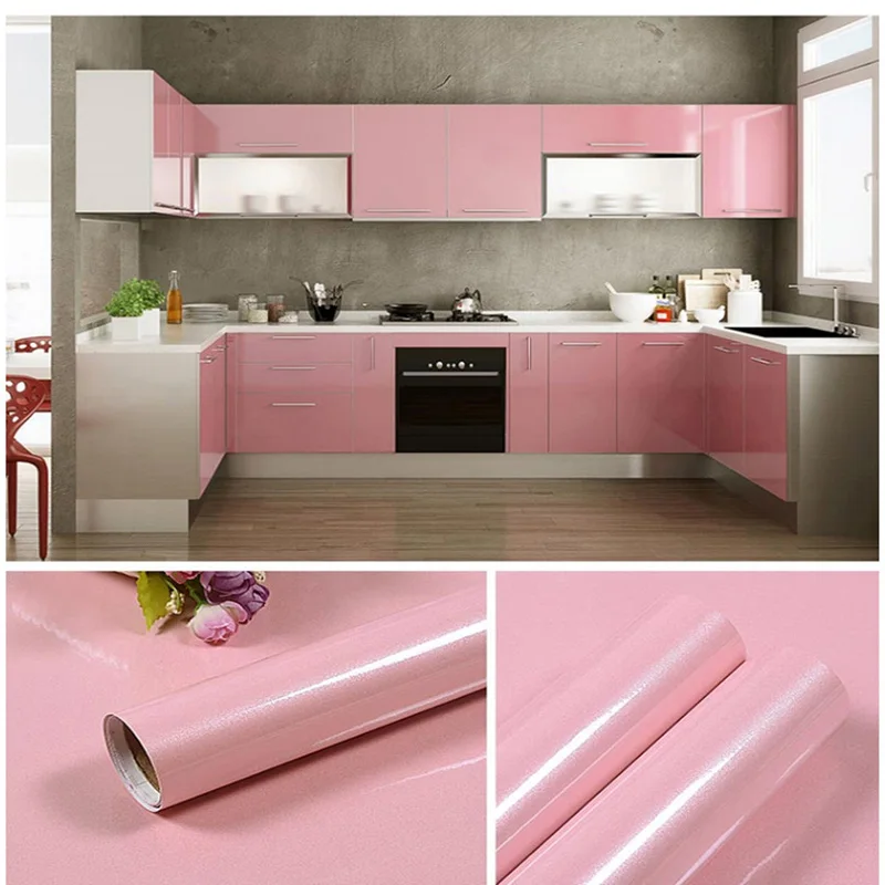 5M pink 3 м/5 м розовая краска Водонепроницаемая виниловая декоративная пленка самоклеющиеся обои рулон для кухонной мебели наклейки ПВХ домашний декор - Цвет: 5M pink