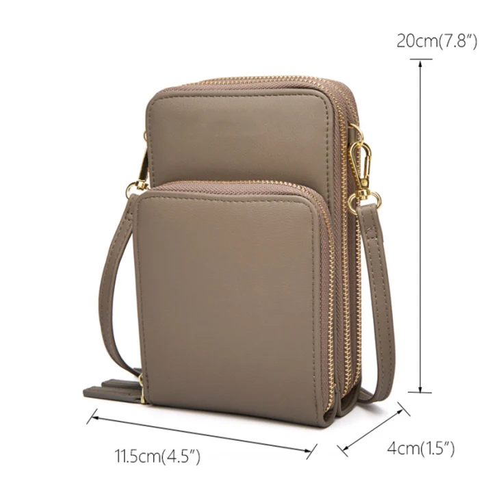 Leather Crossbody Cellphone Shoulder Bag for Female Student Smartphone Wallet with Removable Strap BJStore