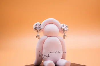 

Women's Goldfish Earrings 925 Sterling Silver Movable Fishtail with Clear Zircons Super Cute and Elegant Ear Dangle from HuWu