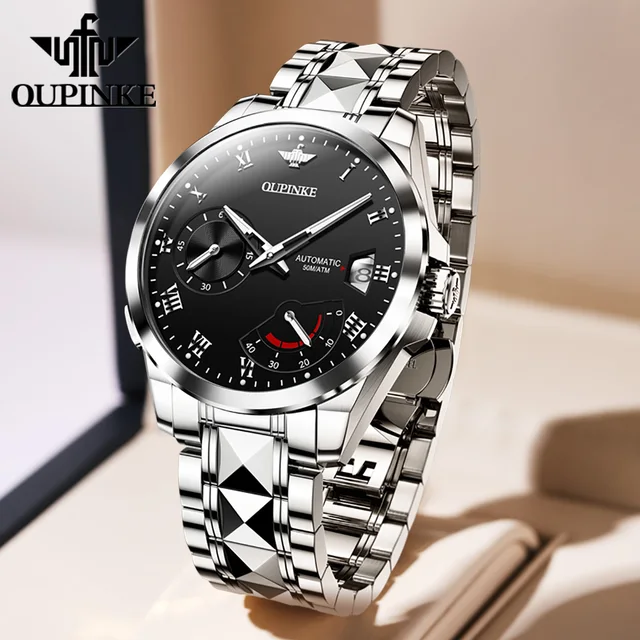 Business Men\'s Automatic Watch Sapphire Mirror Tungsten Steel Watch Waterproof Automatic Winding Mechanical Watch 3
