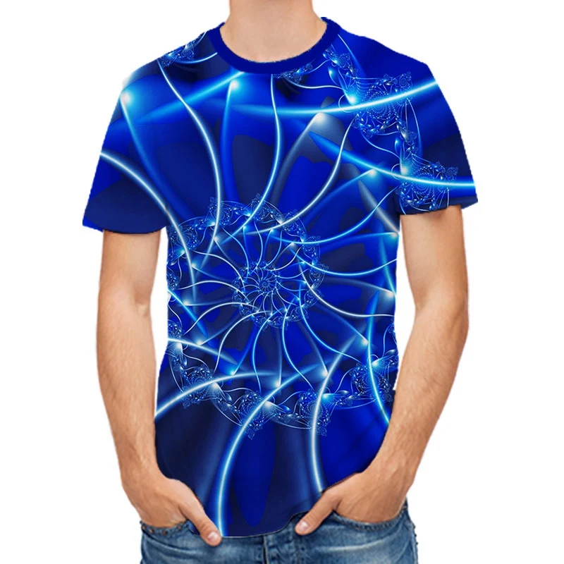 

Blue with and variety of graphics short-sleeved O-neck pullover 3D T-shirt, long-Durable and practical, Looking good man T-Tee