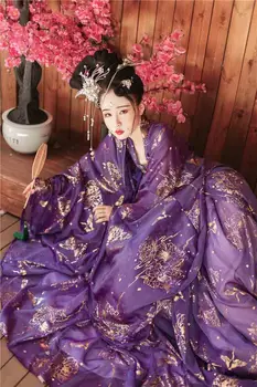

Hanfu Women Chinese Ancient Tradition Vintage Hanfu Fantasia Female Cosplay Costume Summer Purple Dress For Lady Plus Size XL