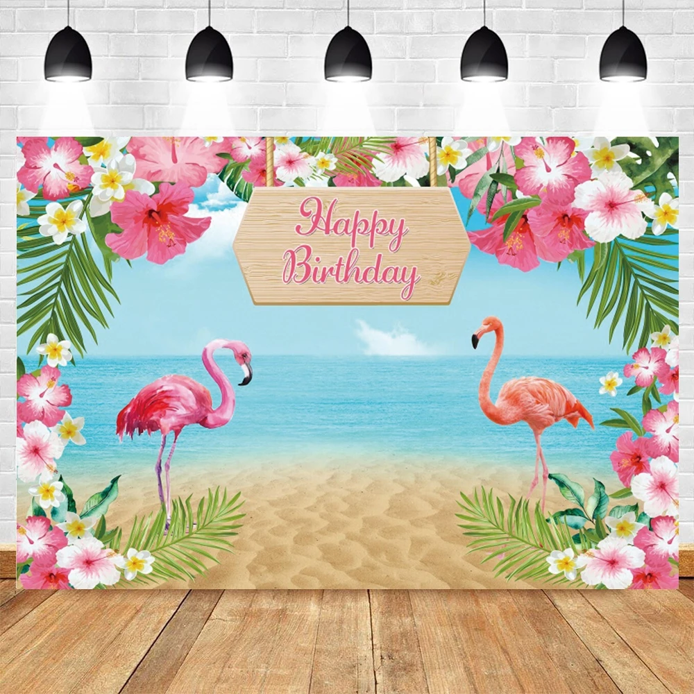 

Summer Tropical Flower Aloha Hawaii Seaside Beach Sea Party Birthday Backdrop Photography Background Photographic Backdrops Prop