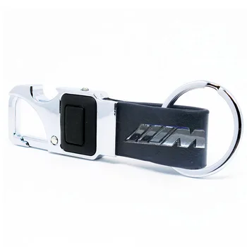 

KUNBABY Metal Leather Car Key Chain Ring Holder With LED Bottle Opener Multifunctional Tool Opener Keychain For BM W M Power