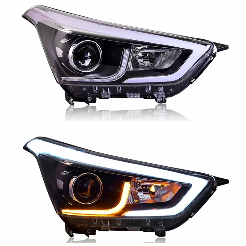 

VLAND factory for car Headlight For IX25 or Creta 2015 2016 Design LED Head Lamp and Turn signal+Play and Plug+DRL+Bifocal lens