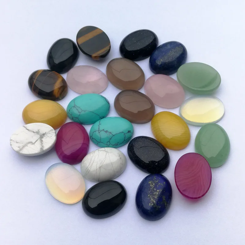 

Fashion natural mixed stone charm Oval CAB CABOCHON for Jewelry&Clothes Accessories 15x20mm wholesale 20pcs free shipping