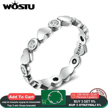 

WOSTU Brand New 925 Sterling Silver My Heart Is Bright Stackable Rings For Women Fashion S925 Wedding Jewelry Gift CQR164