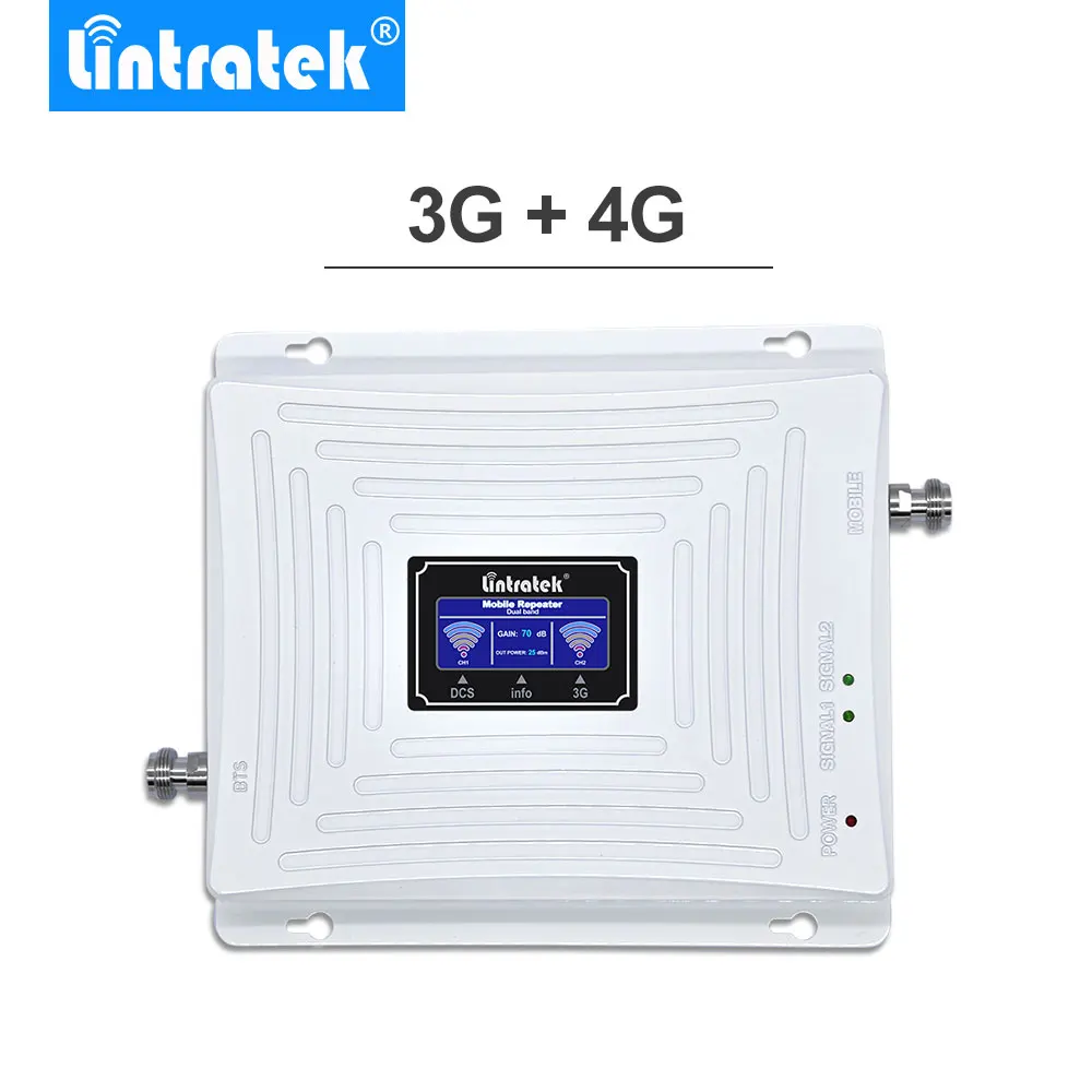 Усилитель сигнала Lintratek LCD 3G 4G усилитель 70 дБ GSM 1800 МГц 2100 LTE для мобильных