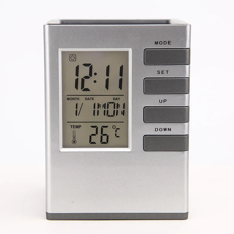 Manufacturers Direct Selling 2068L Calendar Pen Holder Clock Office Students Temperature Pen Container Clock