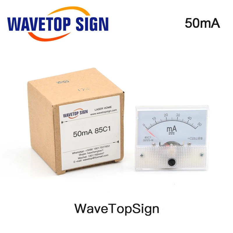 WaveTopSign Хуа Амперметр 30mA 50mA 85C1 DC 0 аналоговая Amp Панель измеритель тока для CO2