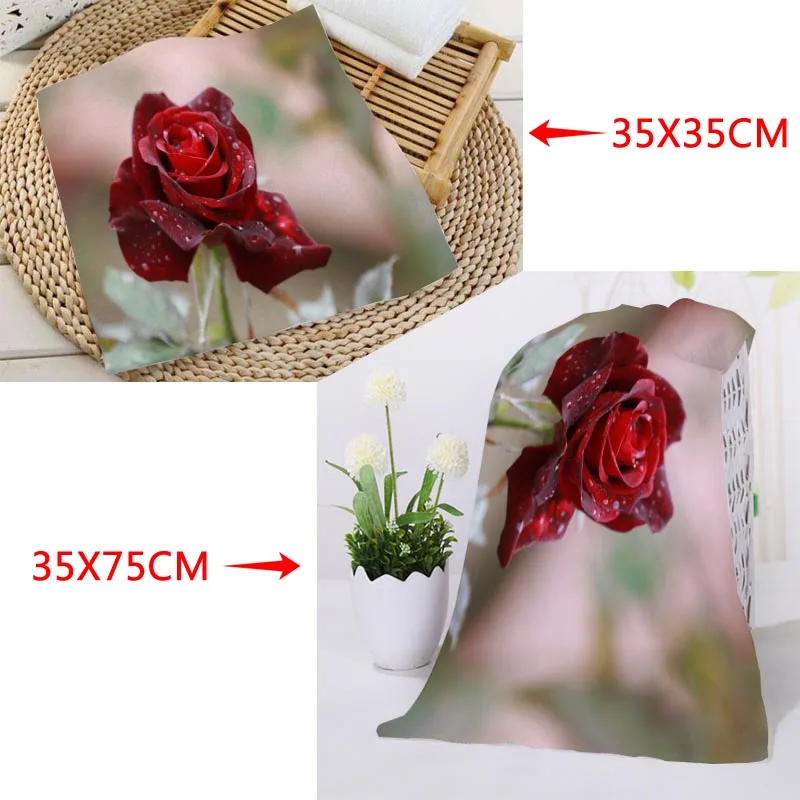 Custom Rose Towels Microfiber Travel Fabric Quick Drying Printing Absorbent Wearable Towel Beach Hair Towels