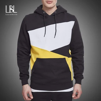 

Mens Hoodies Sweatshirt 2020 Streetwear Patchwork Hoody Pullover Black White Red Hoodie Men Winter Fleece Sweatshirts Clothing