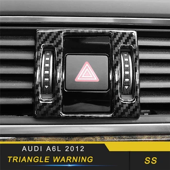 

For Audi A6 C7 2011-2019 Car Styling Triangle Warning Sign Panel Cover Trim Frame Sticker Interior Accessories