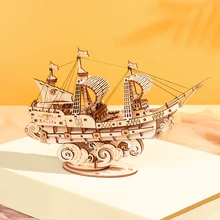 Bateau à voile Vintage 3D en bois, Puzzle madera, Kits de construction d'assemblage, bateau à vapeur éducatif, cadeau pour enfants, adolescents et adultes