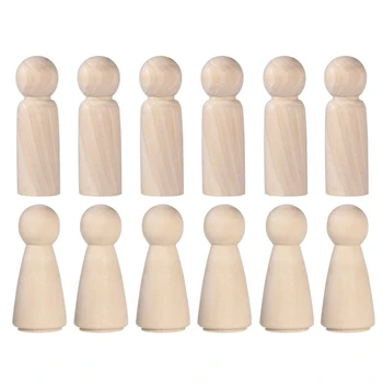 

100 Pieces 65 mm Unfinished Wooden Peg Dolls Wooden Tiny Doll Bodied People Decorations, Wood Color