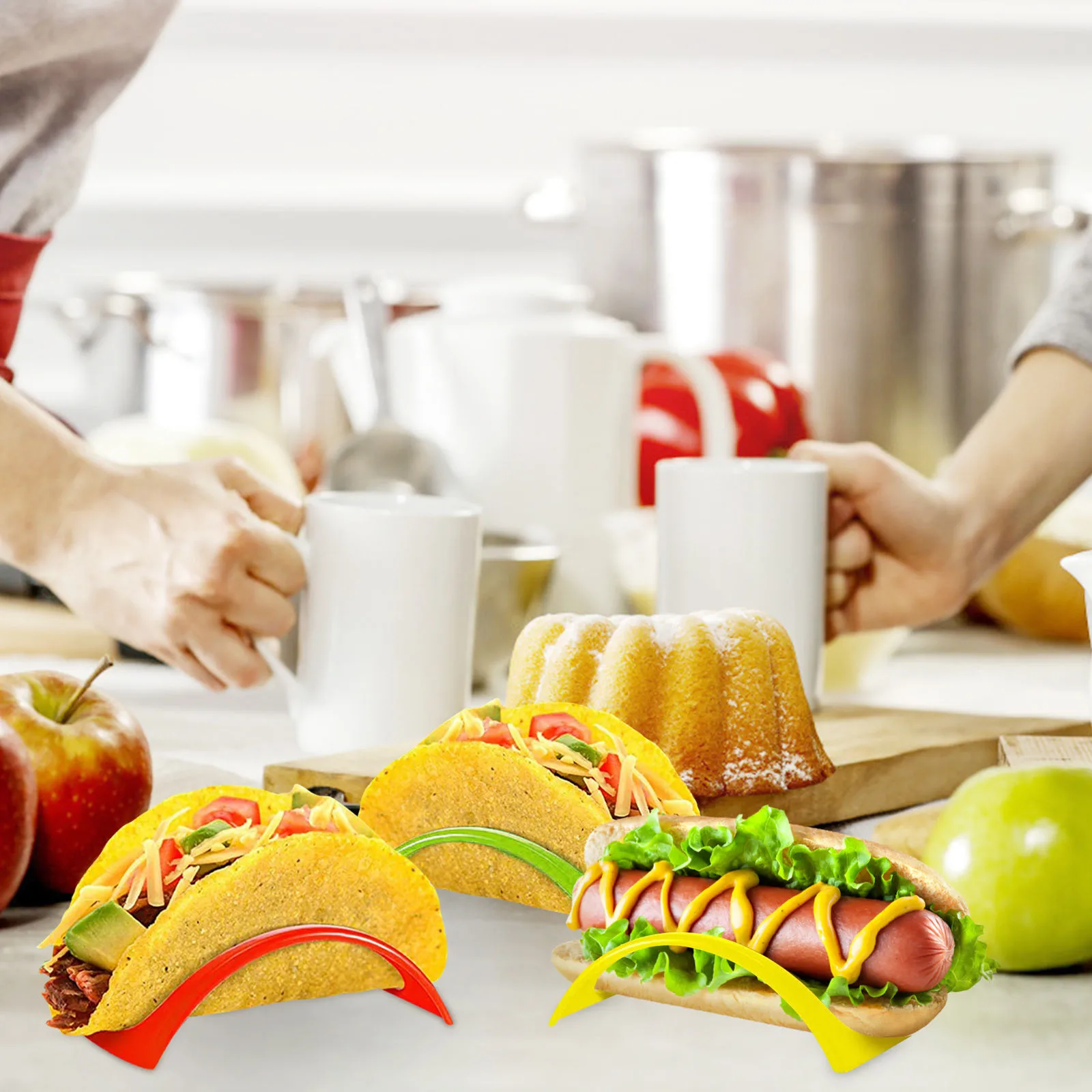6PCS Colorful Plastic Taco Shell Tortilla Holder Taco Holder Plate Protector Food For Kitchen Tacos Sanitary Comal