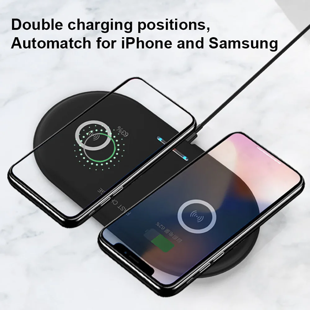 FDGAO 2 в 1 20 Вт Qi Беспроводное зарядное устройство для iPhone 8 X XR XS Max Быстрая зарядка Pad 10 Вт двойное сиденье зарядное устройство для samsung S10 S9 S8