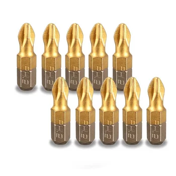 

10 Pcs 1/4 PH2 Titanium Coated Cross Screwdriver Bits Tools Set 25 Mm Durable