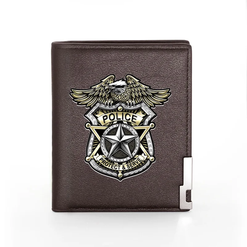 Fashion Security Officer Police Badge Printing Men's Wallet  Leather Purse For Men Credit Card Holder Short Male Slim Money Bags