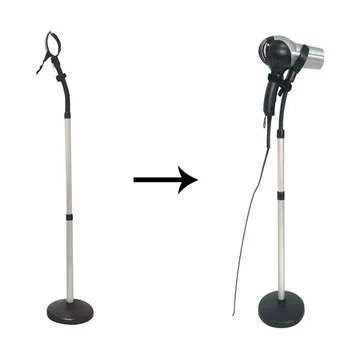 

Hair Dryer Stand Holder With Heavy Base On Countertop Floor Hands Free 360 Degrees Rotation Adjustable Height For Drying Stying