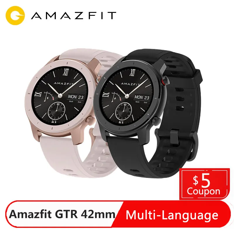 Amazfit GTR 42 мм умные часы глобальная версия 12 спортивных режимов сердечного ритма здоровье 12 дней батарея gps 5ATM водонепроницаемые умные часы