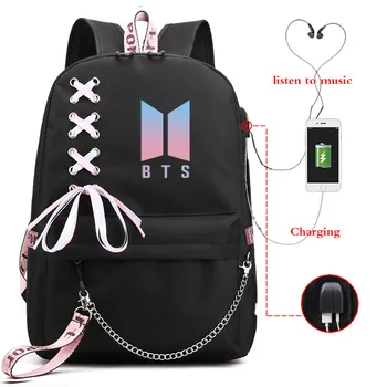 Mochilas de escuela para niñas y mujeres, morral escolar bonito con carga USB