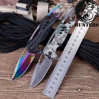 

Tactical Wilderness Survival Hunting Knife Multi-function Folding Knife Outdoor Tool Color Titanium Folding Knife with A Knife