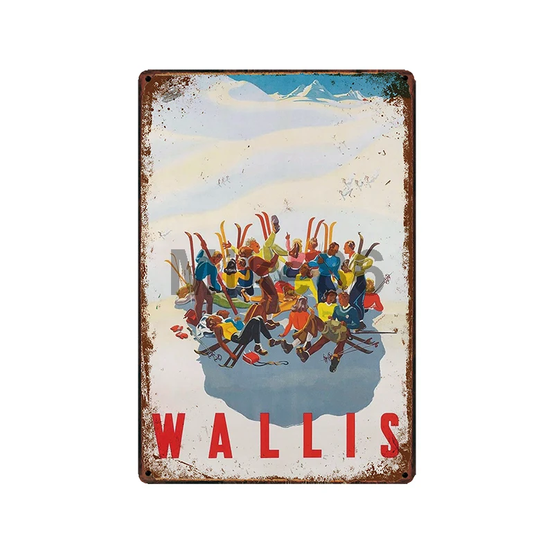 [Mike86] катание на лыжах Valais Zermatt DAVOS путешествия снег металлический знак винтаж рисунок на железной поверхности в стиле ретро плакат искусство 20*30 см LT-1837 - Цвет: GLC-14238