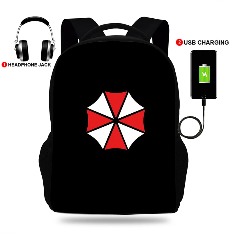 17INCH Backpacks School Bags For Boys Girls Children Book bags kids Satchel Resident TV evil Print Usb Charge | Багаж и сумки