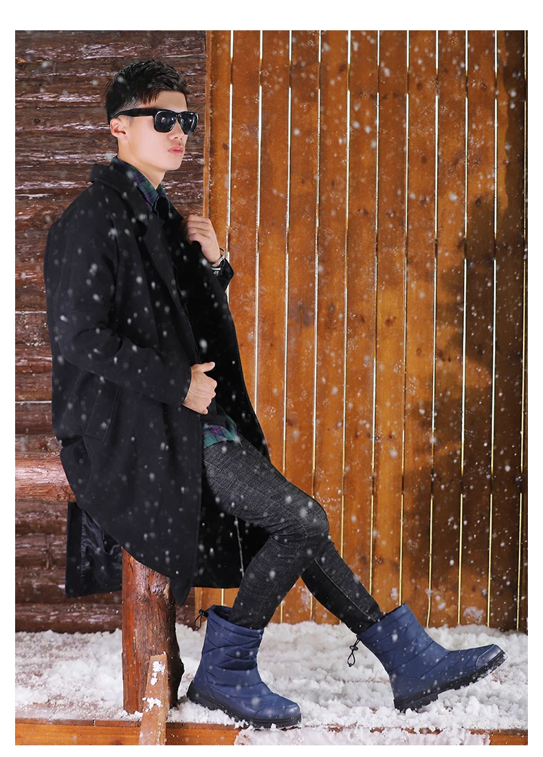 Winter men's leather large size outdoor cotton shoes plus fertilizer to increase tarpaulin high to help cotton to keep warm