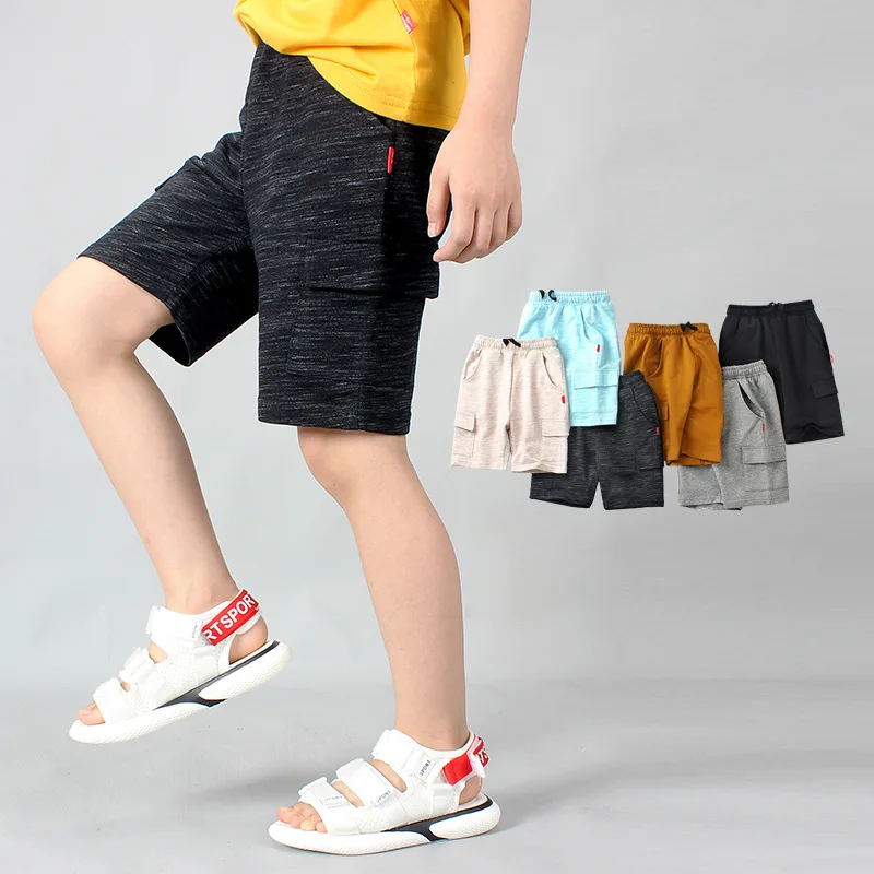 Г. Летние спортивные модные однотонные хлопковые шорты для больших мальчиков брюки со средними карманами детская одежда для мальчиков Croppe