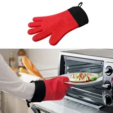 1 шт 1 шт пищевая Толстая термостойкая силиконовая перчатка для выпечки барбекю противоскользящие рукавицы для приготовления пищи Нескользящие хлопковые