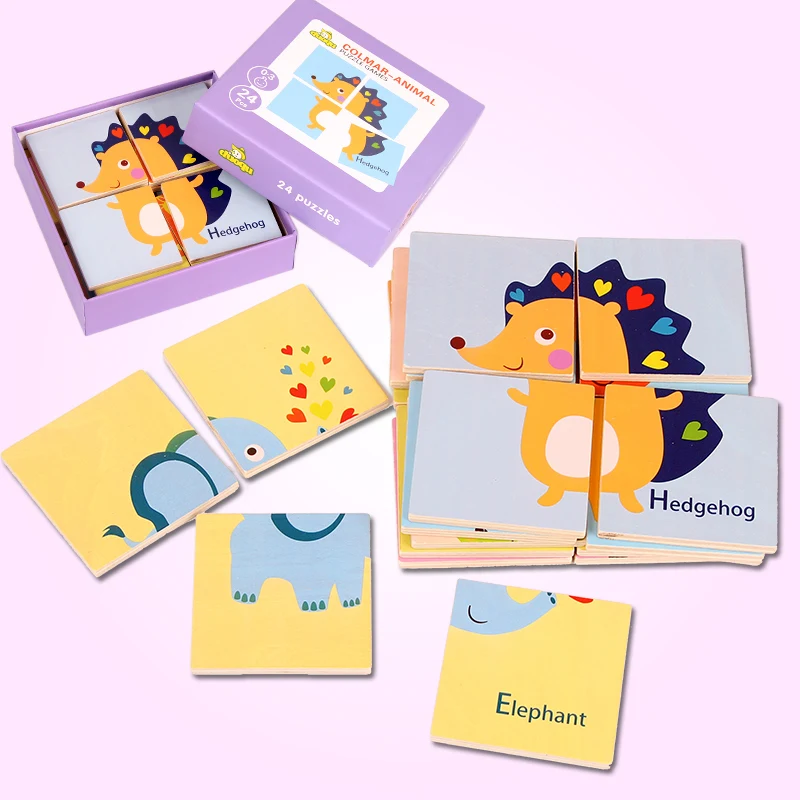 Children's wooden puzzle 6 * 4 pieces large puzzle animal traffic farm 3d personalized gift early education cognitive puzzle