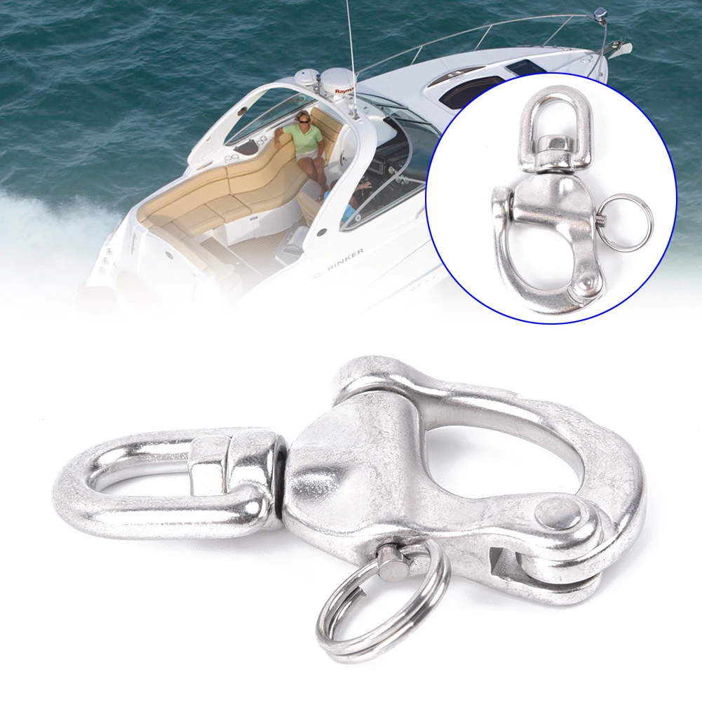 1pc Stainless Swivel Bail Snap Shackle Hook Eye Fork Marine Boat Replacement