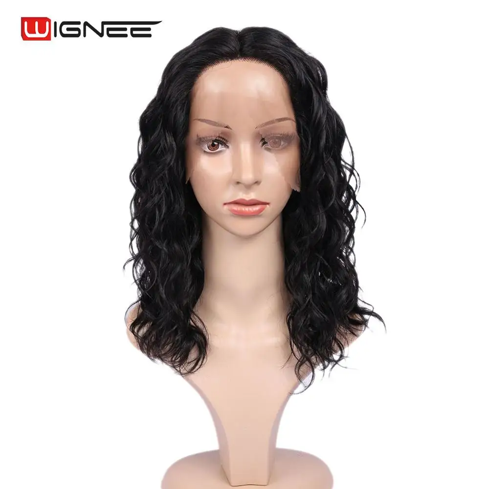 WigHLB18128 Black Wignee парики из коротких кудрявых человеческих волос для черных/белых женщин, предварительно сорванные человеческие волосы, фронтальные кудрявые человеческие парики с волосами младенца - Цвет волос: WigHLB18128 Black