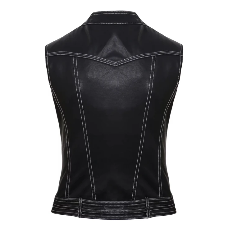 Aelegantmis New Leather Vest Women Motorcycle Biker Sleeveless Jacket Red Black Female Waistcoat Cool Belt Streetwear Spring