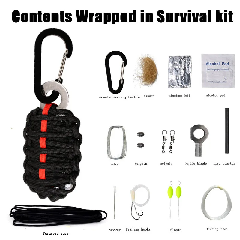 

Outdoor Nylon Rope Weaving Survival Tool Bag da fire bang Survival Kit Survival Emergency Kit Tool Equipment