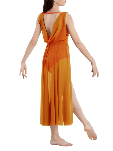 Abito Da Danza Lirica Donna - Body Senza Maniche Con Gonna Chiffon, Per Balletto Contemporaneo - Foto 11