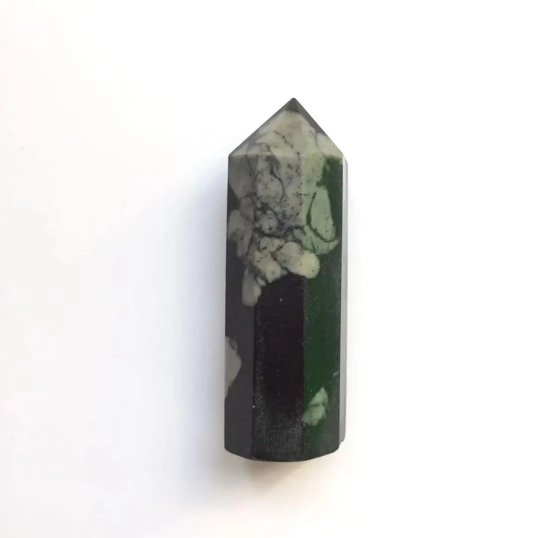 High Quality& Beautiful Natural Peony Stone Hand Carved Crystal Pillar For Present Or Collection ZY