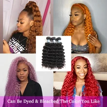 Аманда, перуанские девственные волосы, 3 пряди, глубокая волна, человеческие волосы для наращивания, натуральный цвет, выровненные волосы с кутикулой, не линяют, не запутываются