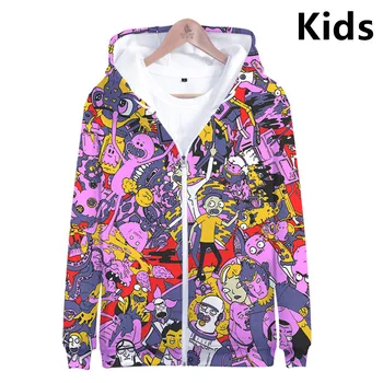 

3 To 13 Years Kids Hoodies Rick and Morty 3D Printed Zipper Hoodie Sweatshirt Boys Girls Cartoon Jacket Coat Children Clothes
