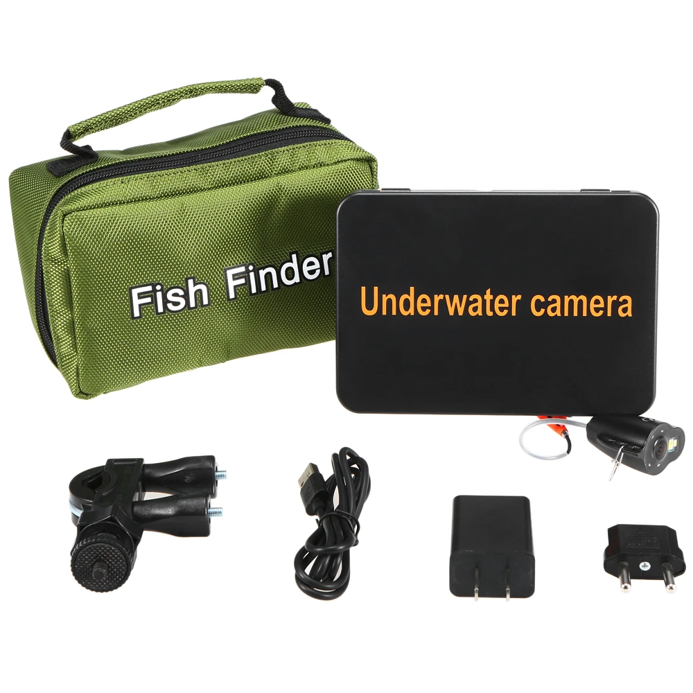 15M 1000TVL Underwater Video Camera Fish Finder 4pcs Infrared 2pcs White Leds Night Vision Camera 5 Inch LCD Monitor with Bag
