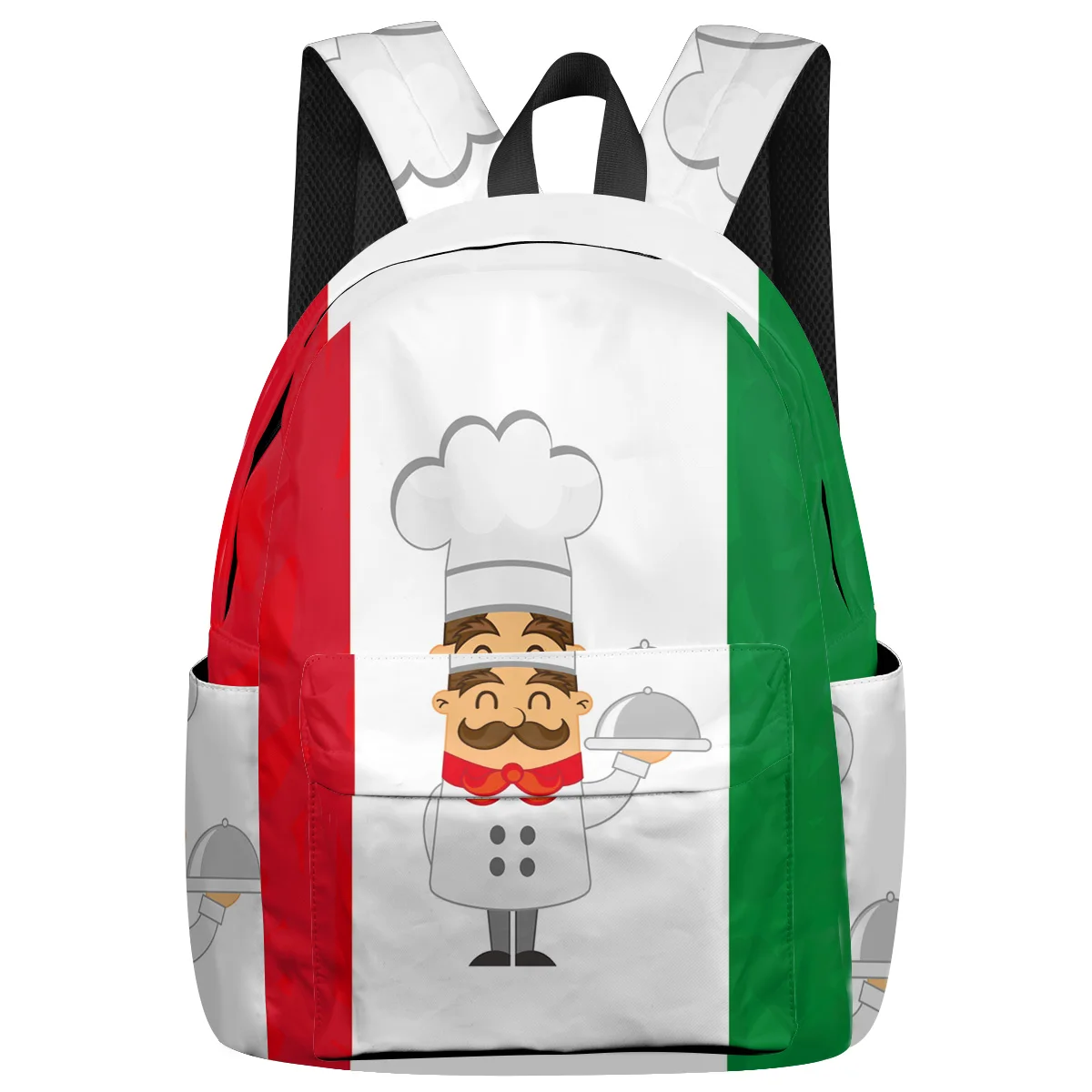 

WHEREISART Cartoon Chef French Flag Backpacks Junior High School Student Backpack With Wheels Shoes Compartment Athletic