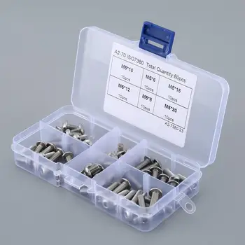 

60pcs 304 Stainless Steel M5 Pan Head Hex Combination Set Hexagonal Socket Head Cap Screw Combination Set