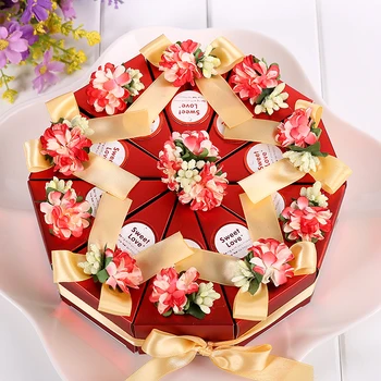 

50pcs Wedding Candy Boxes Small Fresh Cake Box Packaging Sugar Chocolate Bag Cone Birthday Party Giveaways Engagement Gift Box