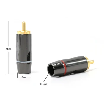 

1Set 24k Solder Gold plated RCA Connectors Gold Plated RCA Plug Audio Male Connector Cables.