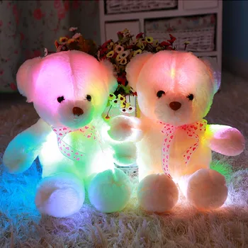 

Cute Bear Pillow 50CM LED Flash Light Colorful Luminous Teddy Bear Plush Doll Children Toy Gifts for Kids Girls and Friends