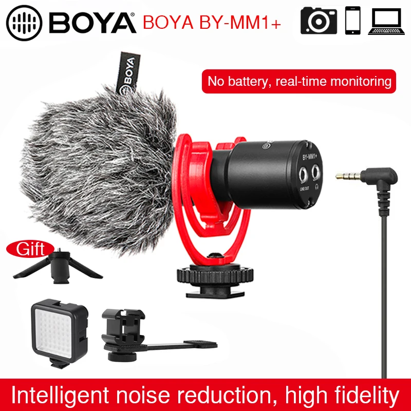 Микрофон BOYA MM1 + Vlog для записи видео беспроводной кардиоидный конденсатор iphone Android