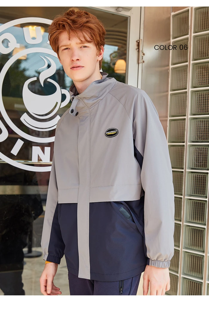Giordano мужская куртка контрастный вышитый значок Chaquetas Hombre длинный рукав карманы спереди Jaqueta Corta Vento 01079749