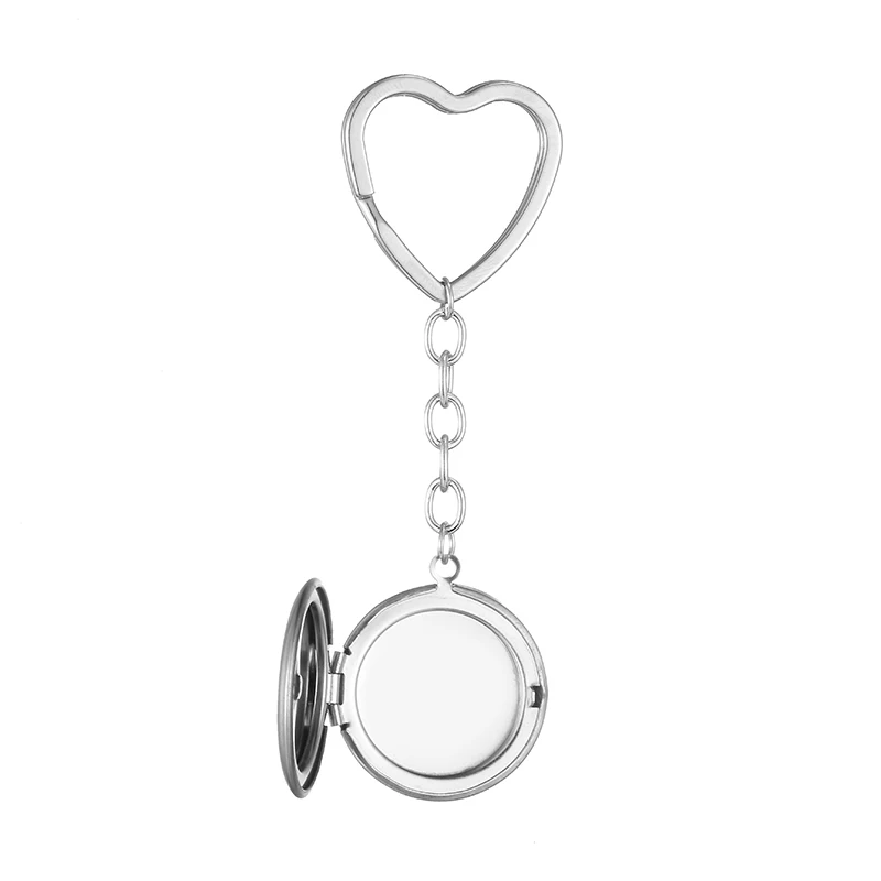 Custom Photo& Name Ring Keychain For Men Women Stainless Steel Round Photo Album Pendant Star Heart Key Ring Silver Gold Circle - Цвет: Heart Silver 2 Blank